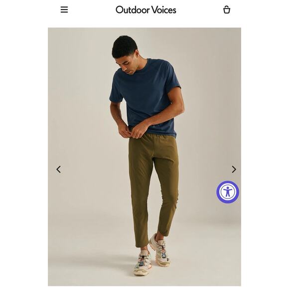 Outdoor Voices Men's Large Zephyr Pants Dark Olive Performance Stretch - Picture 1 of 7